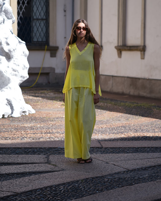 Pantalone e top in cotone giallo canarino